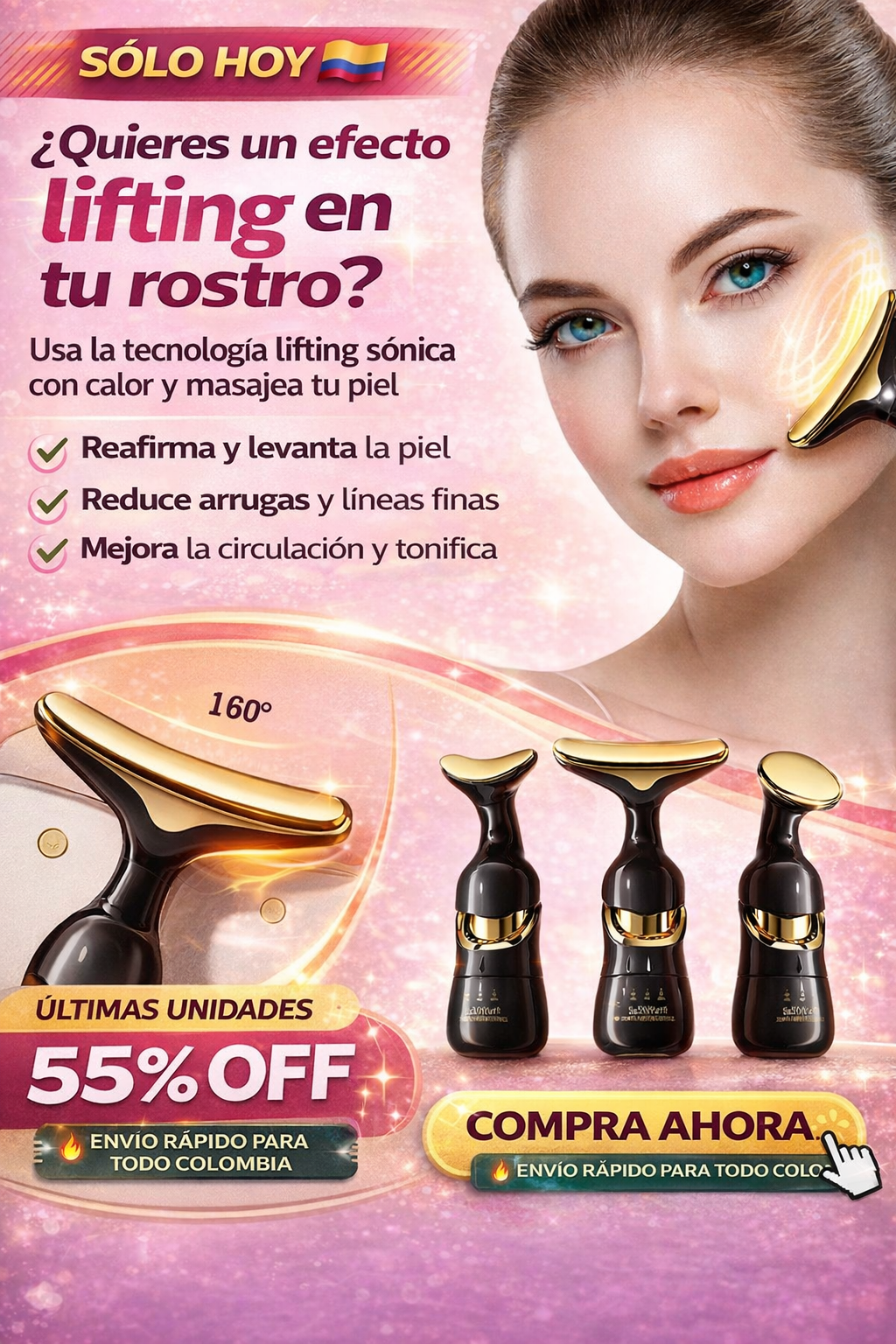 Masajeador Facial 3 En 1 Anti Arrugas