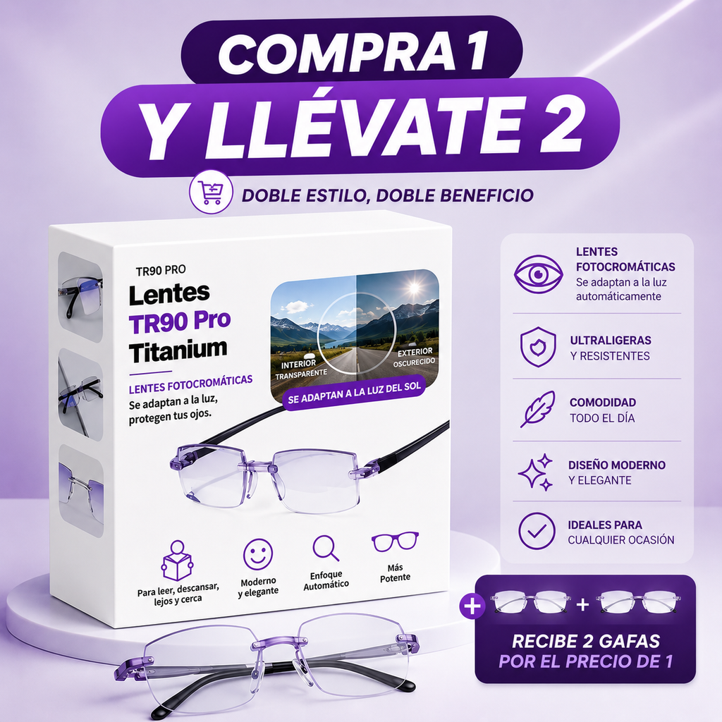 Gafas TR90 Pro Titanium FM! COMPRA 1 Y LLEVE 2 + Solo pagas cuando recibes el producto 🚚  Envío gratis.